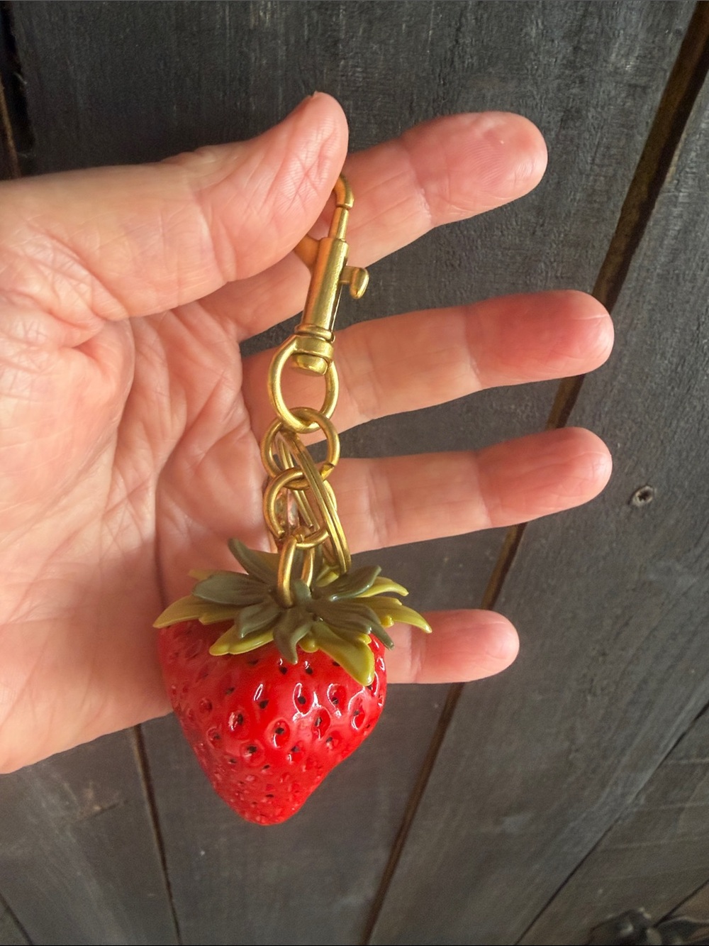 Gold Strawberry Keychain/ Charm